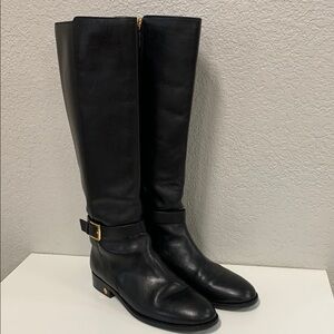 Tory Burch Black Leather Knee-High Boots